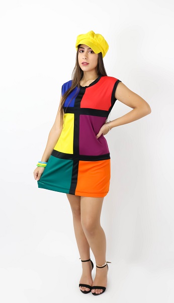 60s Vestido quadrados amarelo